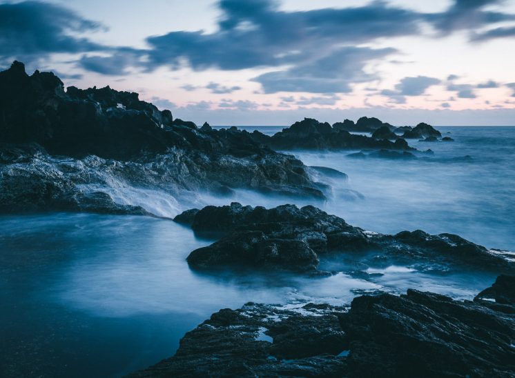 Azores sun set by the sea