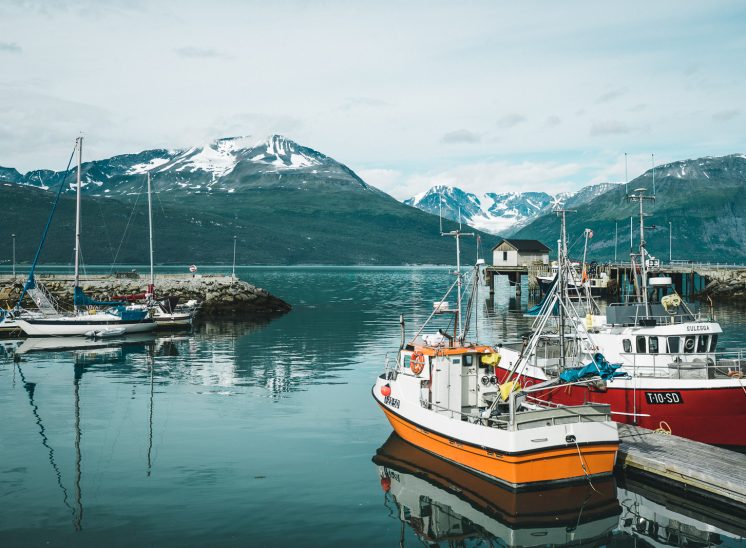 Northern Norway fjords and fishing boats